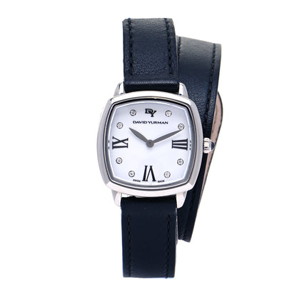 David Yurman Stainless Steel Calfskin Diamond 27mm Albion Wrap Quartz Watch 1 of 5