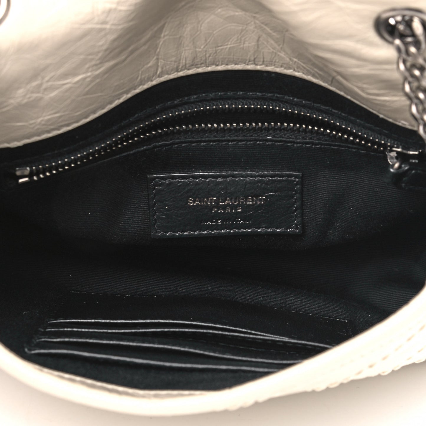 Crinkled Calfskin Matelasse Monogram Niki Chain Wallet Crema Soft
