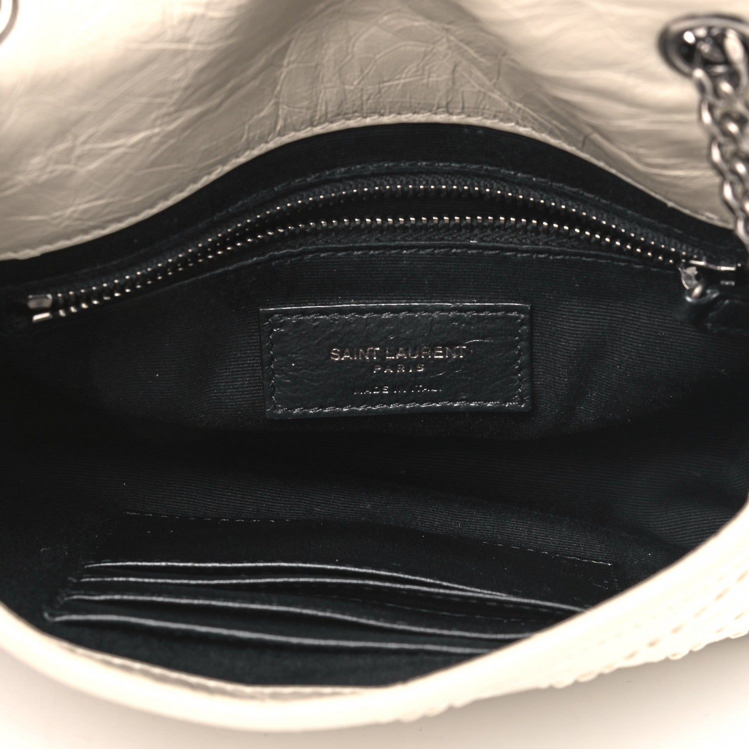 Saint Laurent Crinkled Calfskin Matelasse Monogram Niki Chain Wallet Crema Soft 4 of 5