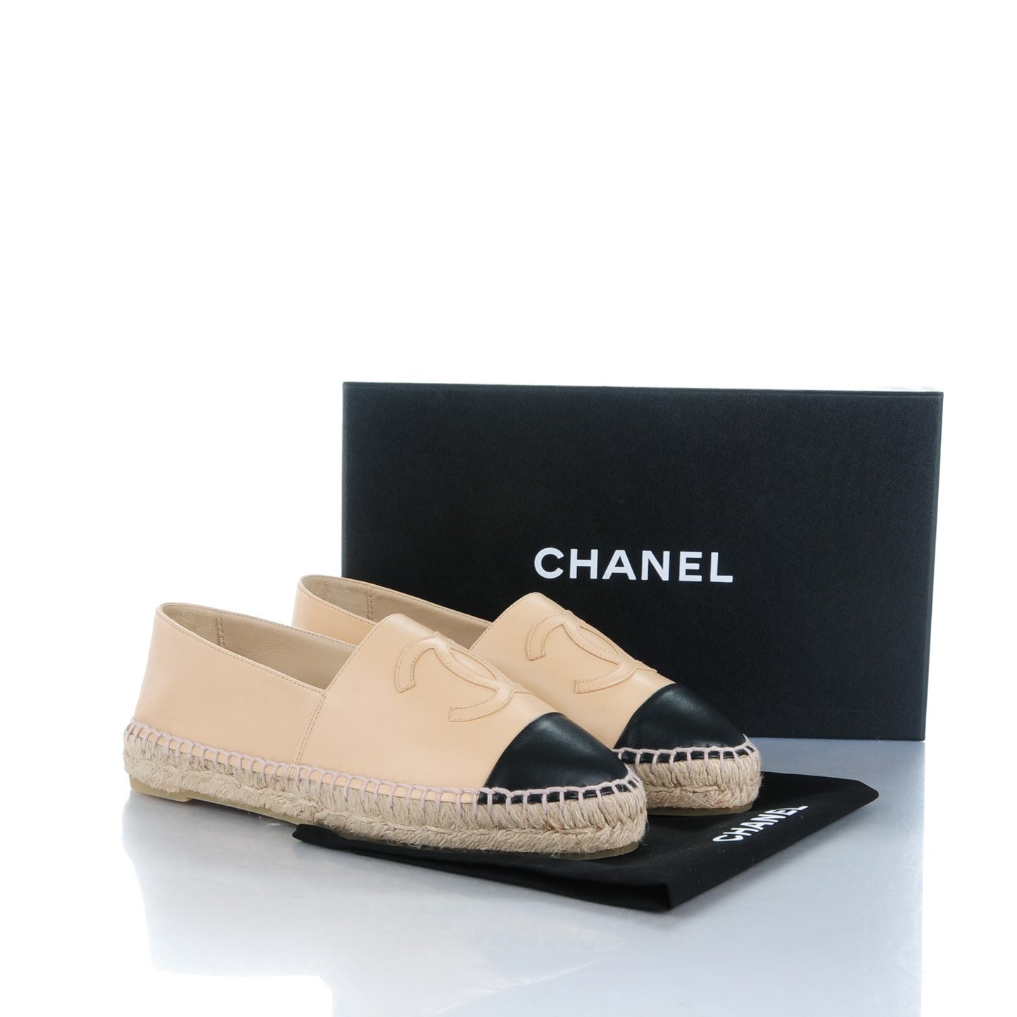 Lambskin CC Espadrilles 37 Beige Black