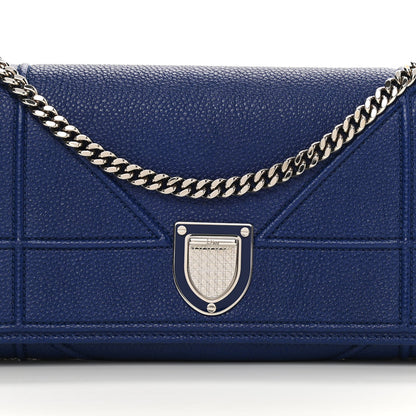 Christian Dior Grained Calfskin Diorama Croisiere Chain Wallet Blue 8 of 14