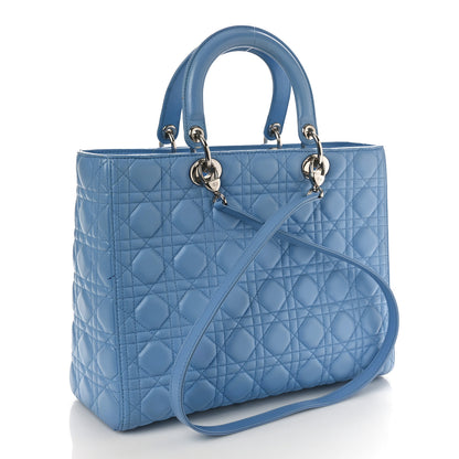 Christian Dior Lambskin Cannage Large Lady Dior Blue 3 of 12