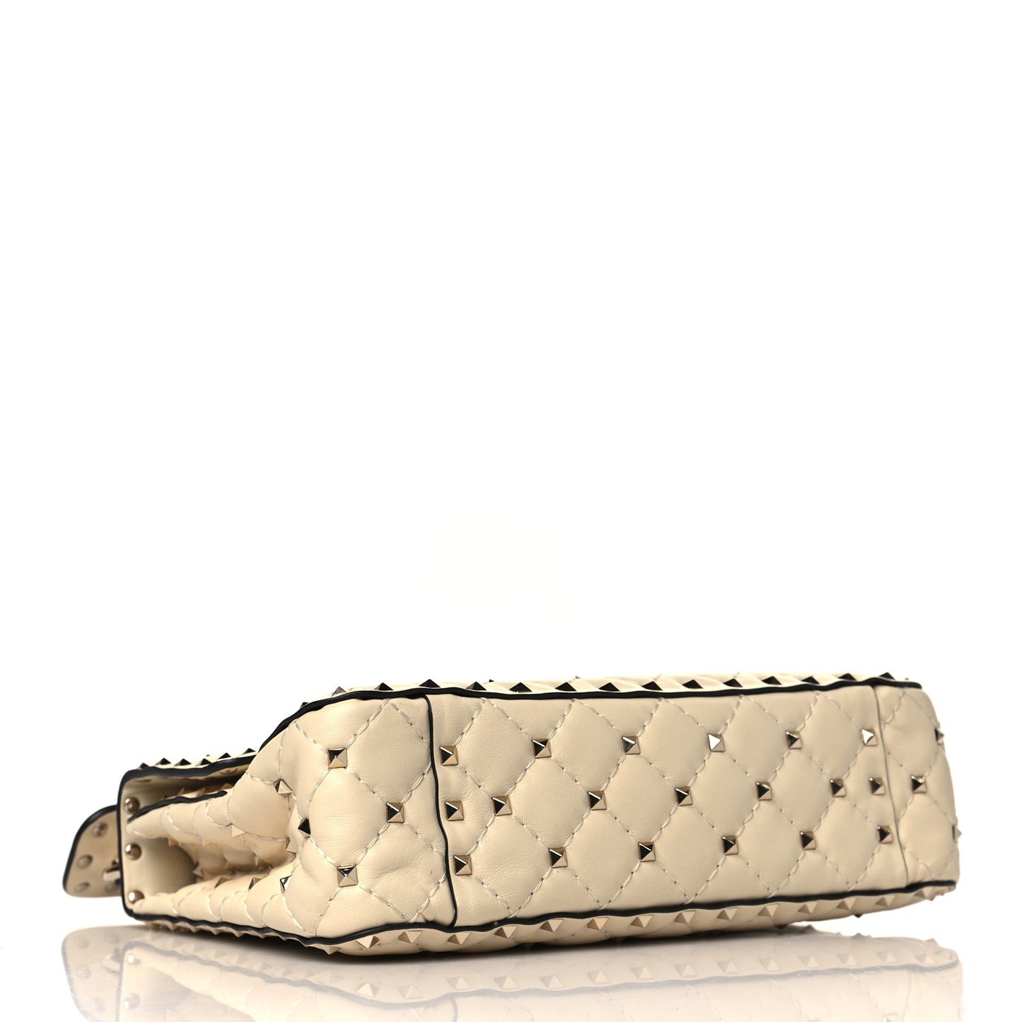 Nappa Medium Rockstud Spike Shoulder Bag Light Ivory