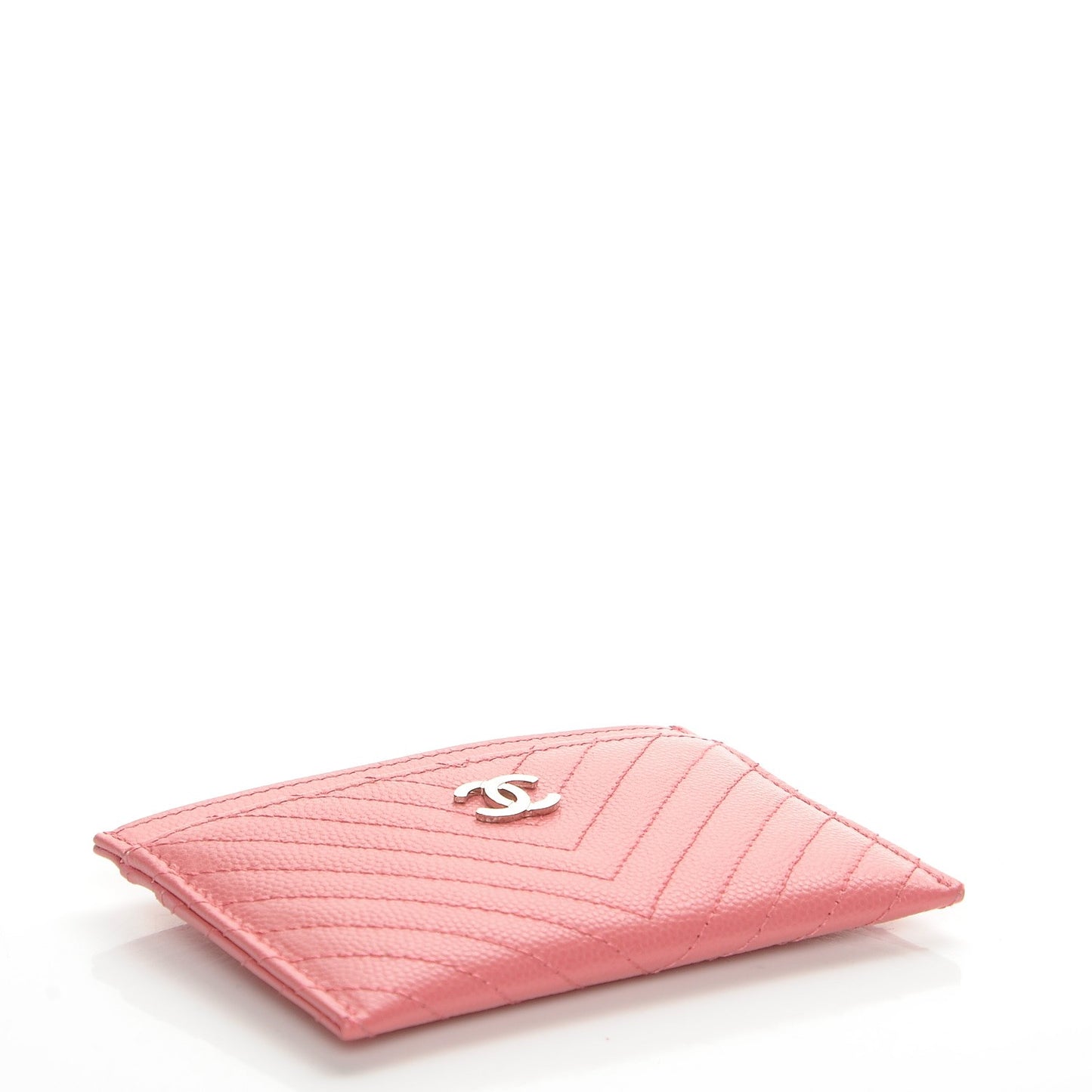 Caviar Chevron Quilted Card Holder Pink