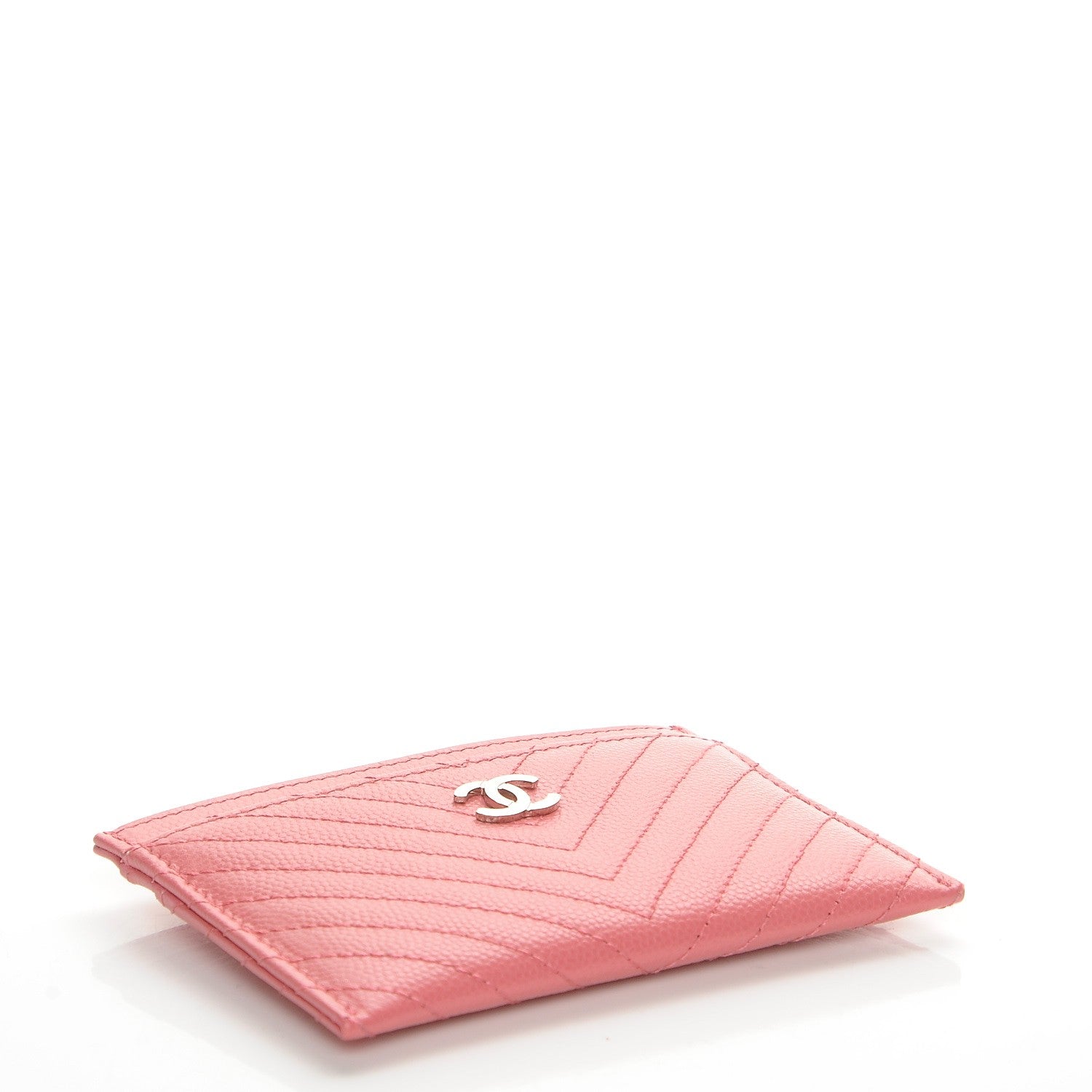 Chanel Caviar Chevron Quilted Card Holder Pink 4 of 9