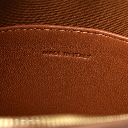 Celine Lambskin Triomphe Canvas Round Purse On Strap White Tan 6 of 9