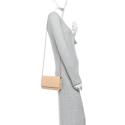 Chanel Caviar Quilted Wallet on Chain WOC Beige 2 of 12