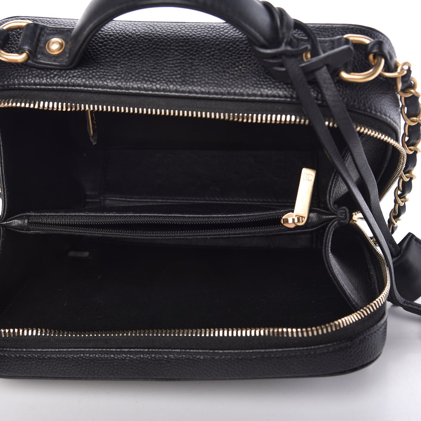 Caviar Quilted Medium CC Filigree Vanity Case Black
