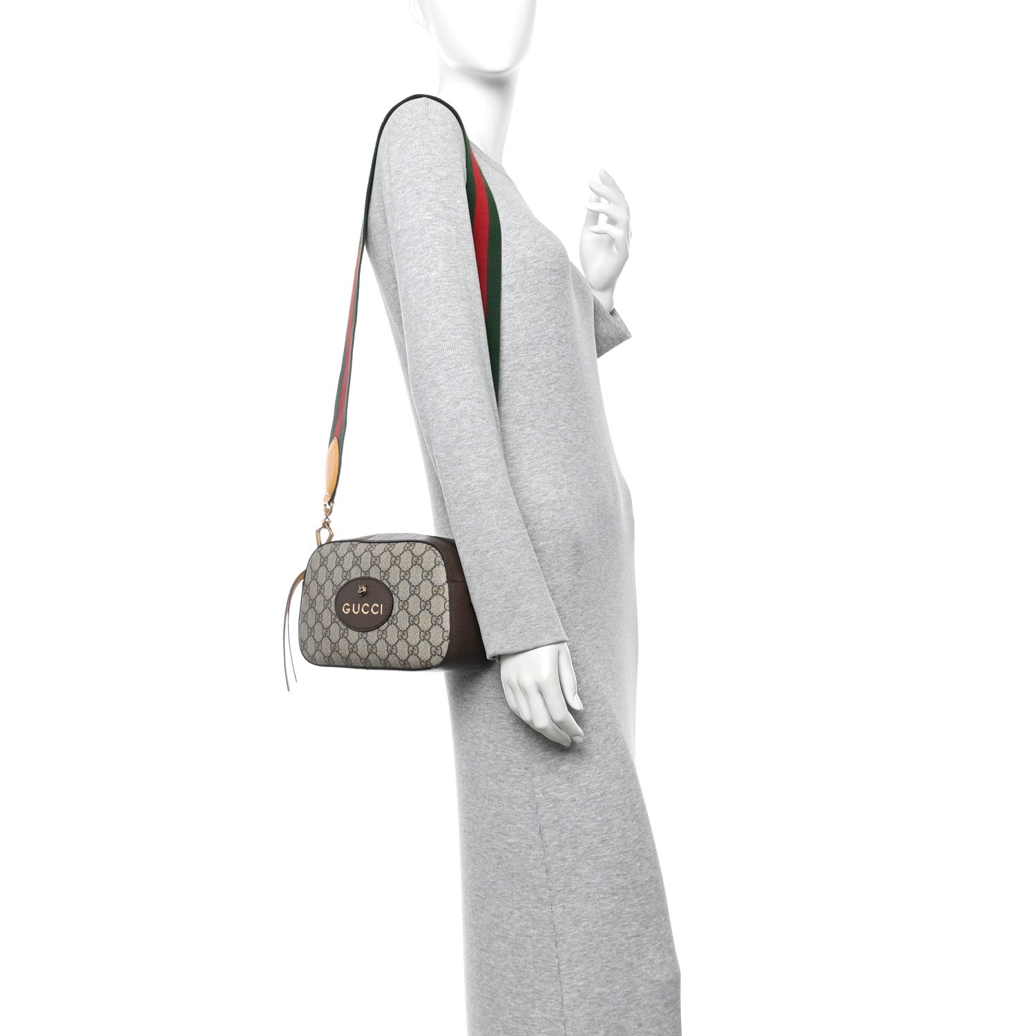 Gucci GG Supreme Monogram Web Neo Vintage Shoulder Bag Beige New Acero Crop 2 of 10