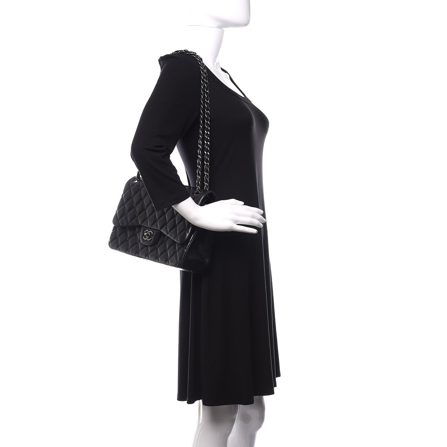 Chanel Lambskin Quilted Jumbo Double Flap Black 3 of 12