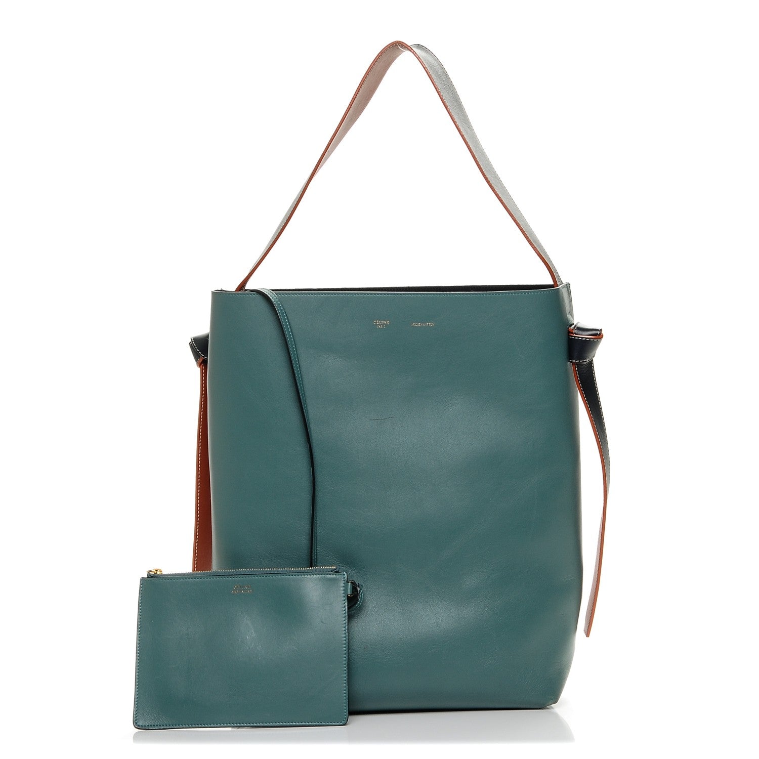 Celine Shiny Smooth Calfskin Small Twisted Cabas Green Smoke Pale Blue 1 of 7