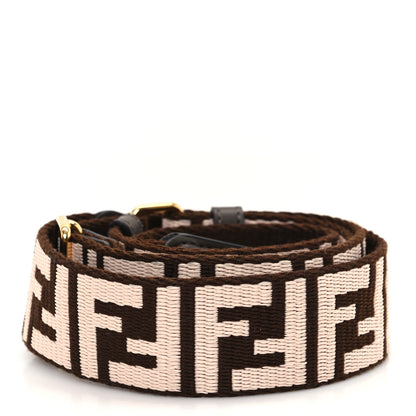Fendi Ribbon Vitello Century FF 1974 Embroidered Adjustable Strap You Fango Rosa Confetto Chocolate 2 of 4