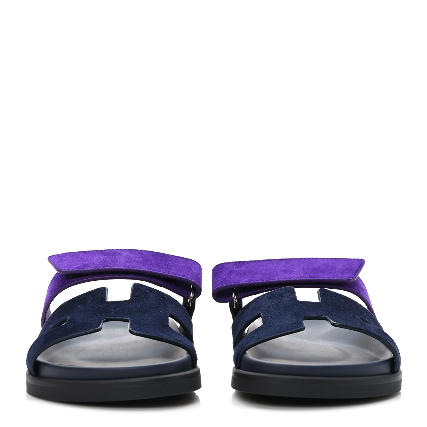 Hermes Suede Goatskin Womens Chypre Sandals 36.5 Marine Violet Majorette 2 of 9