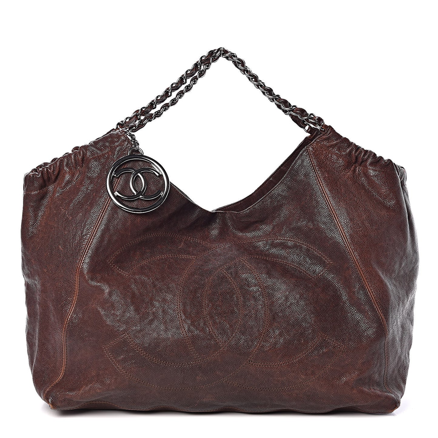 Distressed Caviar XL Coco Cabas Brown