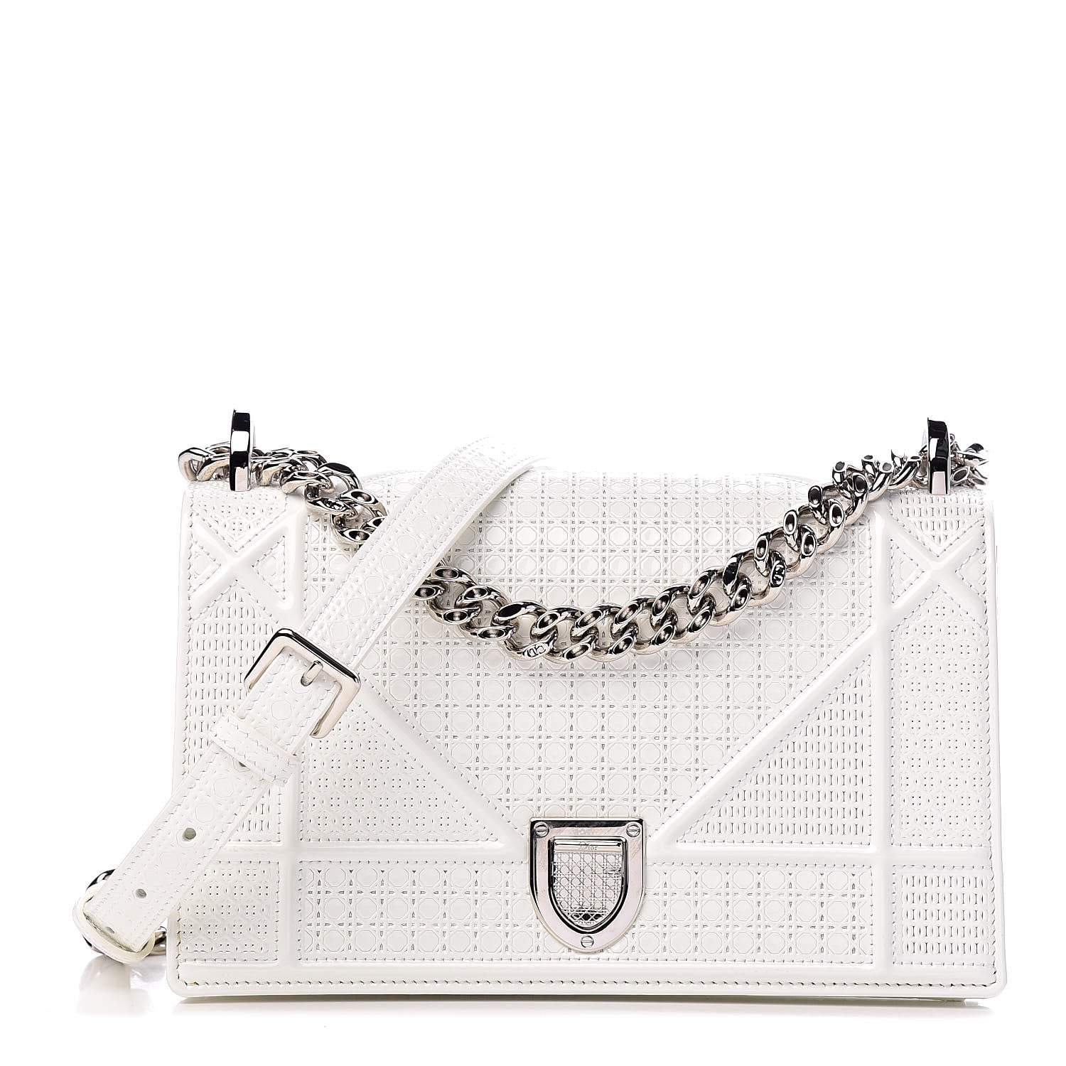 Christian Dior Patent Micro-Cannage Small Diorama Flap Bag White 1 of 13
