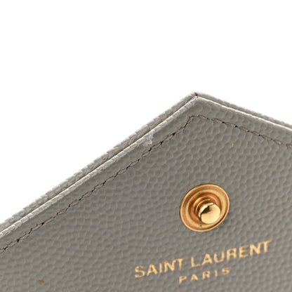 Saint Laurent Grain De Poudre Matelasse Chevron Monogram Chain Wallet Fog 12 of 12