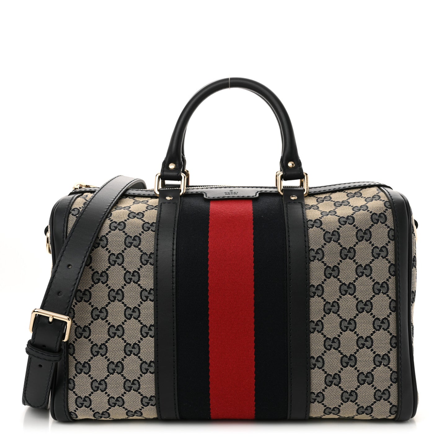 Monogram Selleria Calfskin Vintage Web Medium Boston Beige Blue