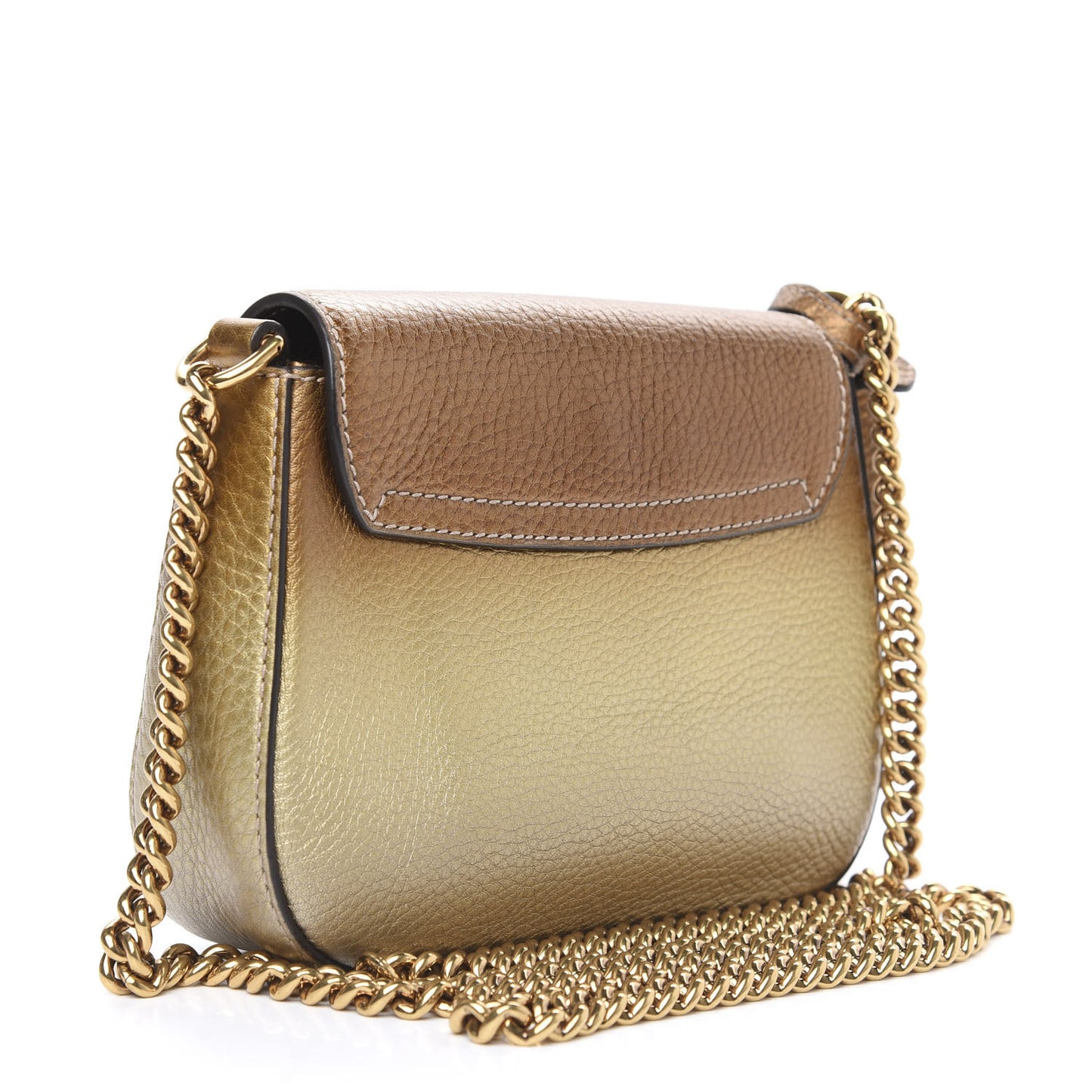 Metallic Pebbled Calfskin Small Soho Flap Crossbody Gold Ombre
