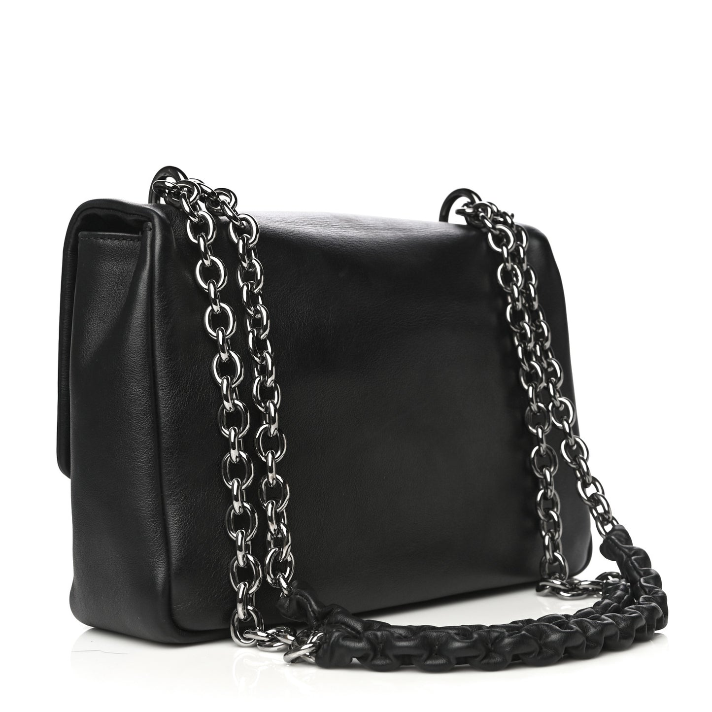 Calfskin Large Natalia Chain Bag Black