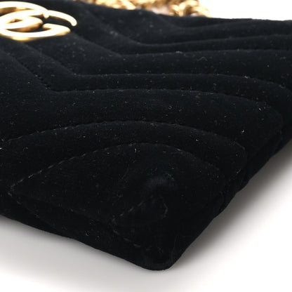 Gucci Velvet Matelasse Mini GG Marmont Chain Bag Black 10 of 11