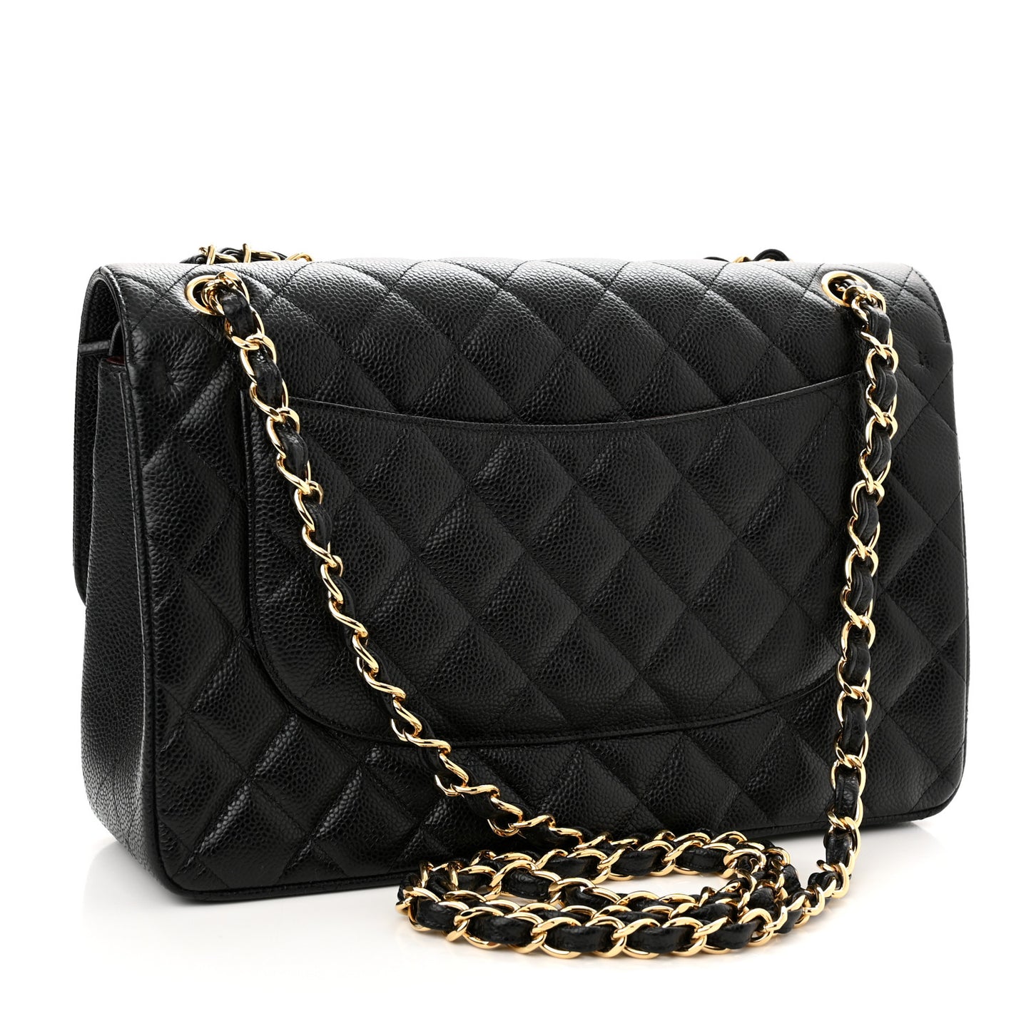 Caviar Quilted Jumbo Double Flap Black
