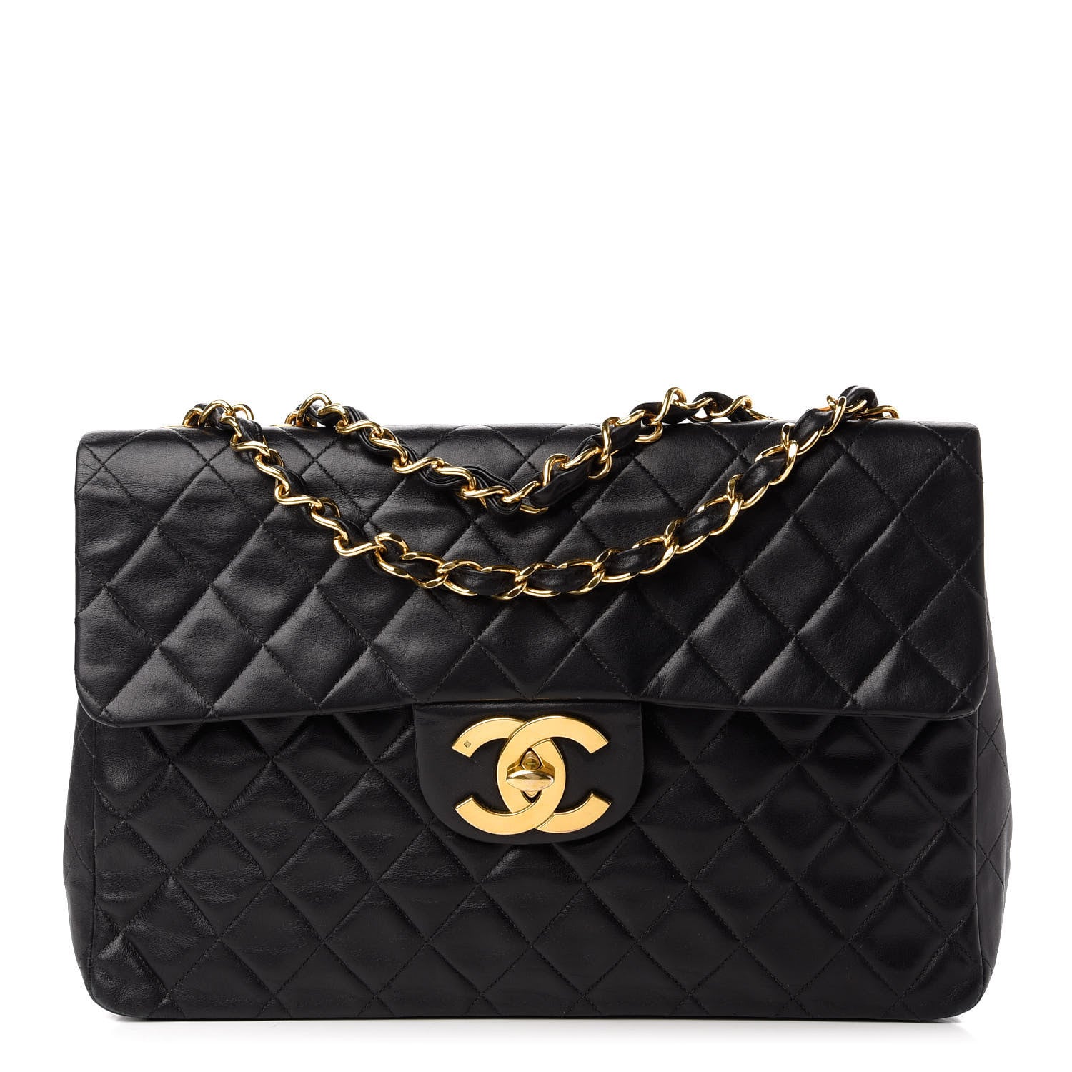 Chanel Lambskin Quilted XL Jumbo Single Flap Black 1 of 10