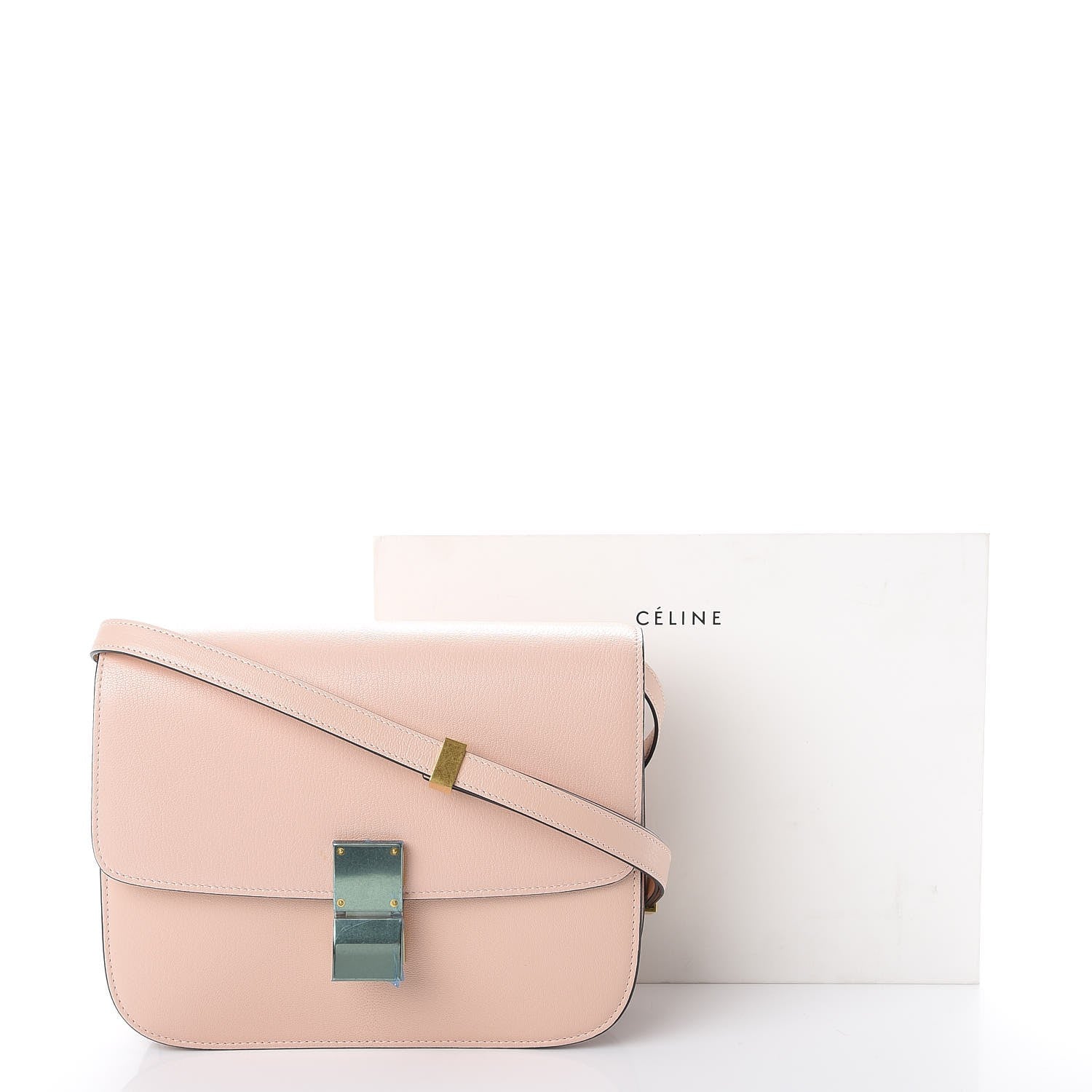 Celine Shiny Goatskin Medium Classic Box Flap Bag Blush 8 of 8