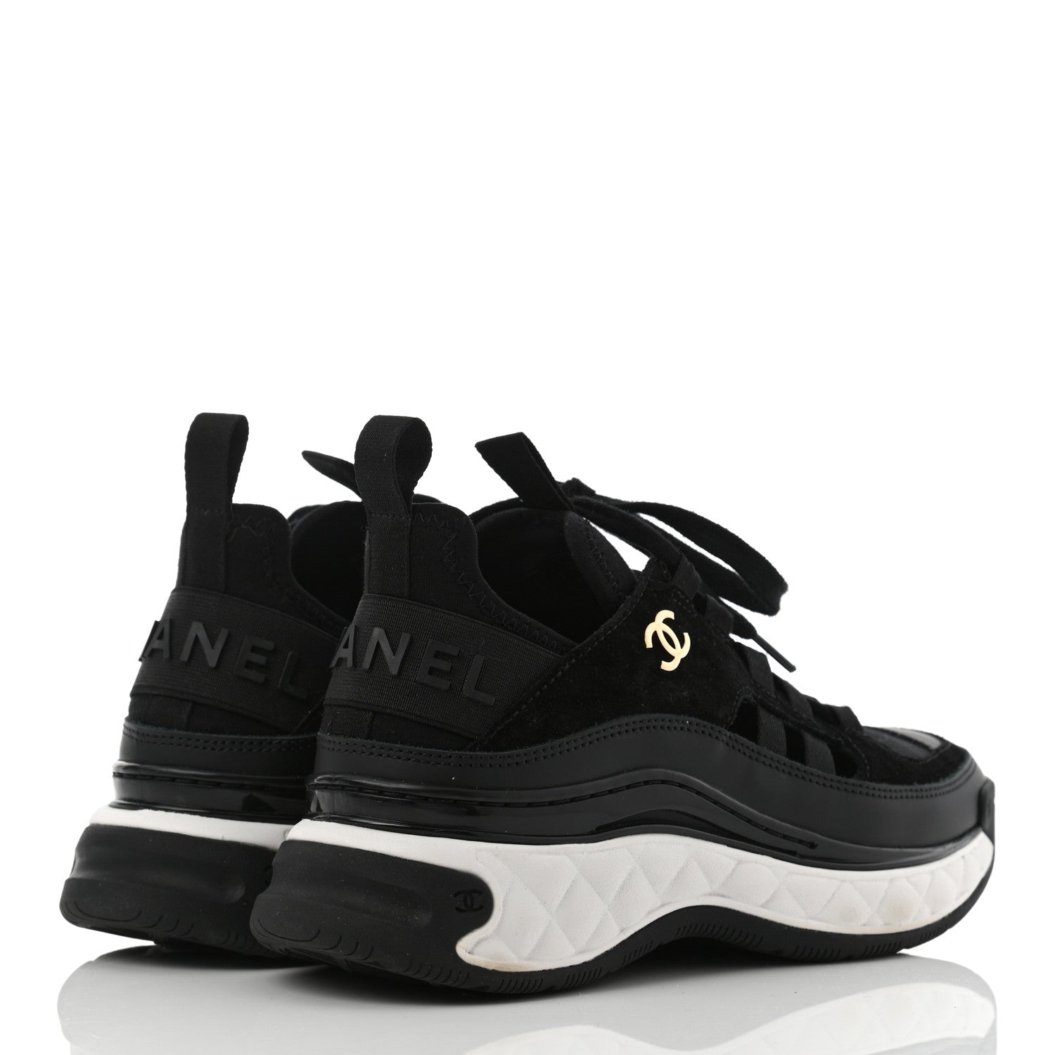 Chanel Velvet Calfskin Mixed Fibers CC Sneakers 35 Black 4 of 8