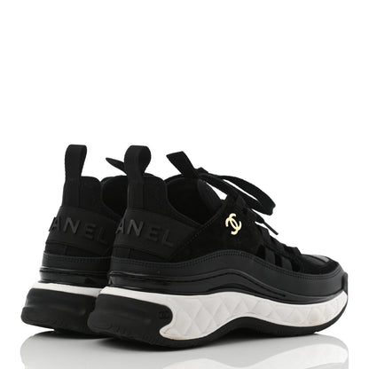 Chanel Velvet Calfskin Mixed Fibers CC Sneakers 35 Black 4 of 8