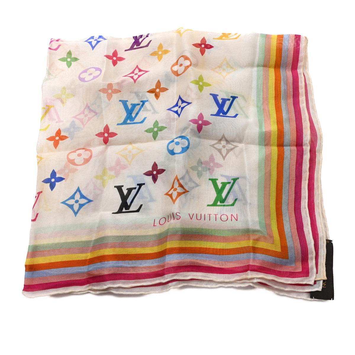 Louis Vuitton Silk Monogram Multicolor Scarf White 2 of 5
