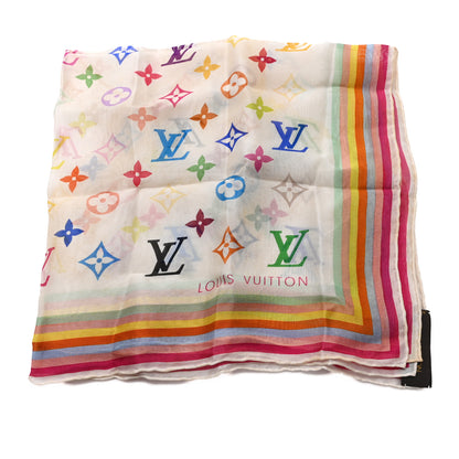 Louis Vuitton Silk Monogram Multicolor Scarf White 2 of 5
