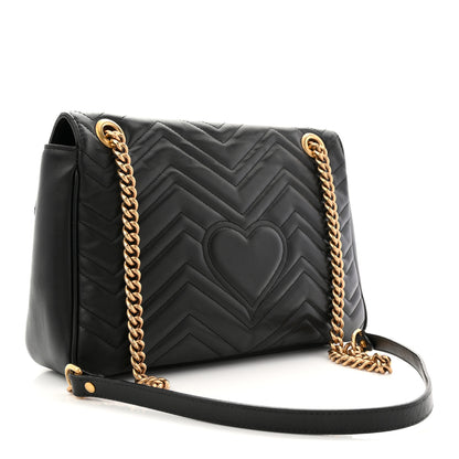 Gucci Calfskin Matelasse Medium GG Marmont Shoulder Bag Black 4 of 23