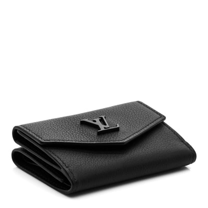 Louis Vuitton Calfskin Lockmini Wallet Black 4 of 7