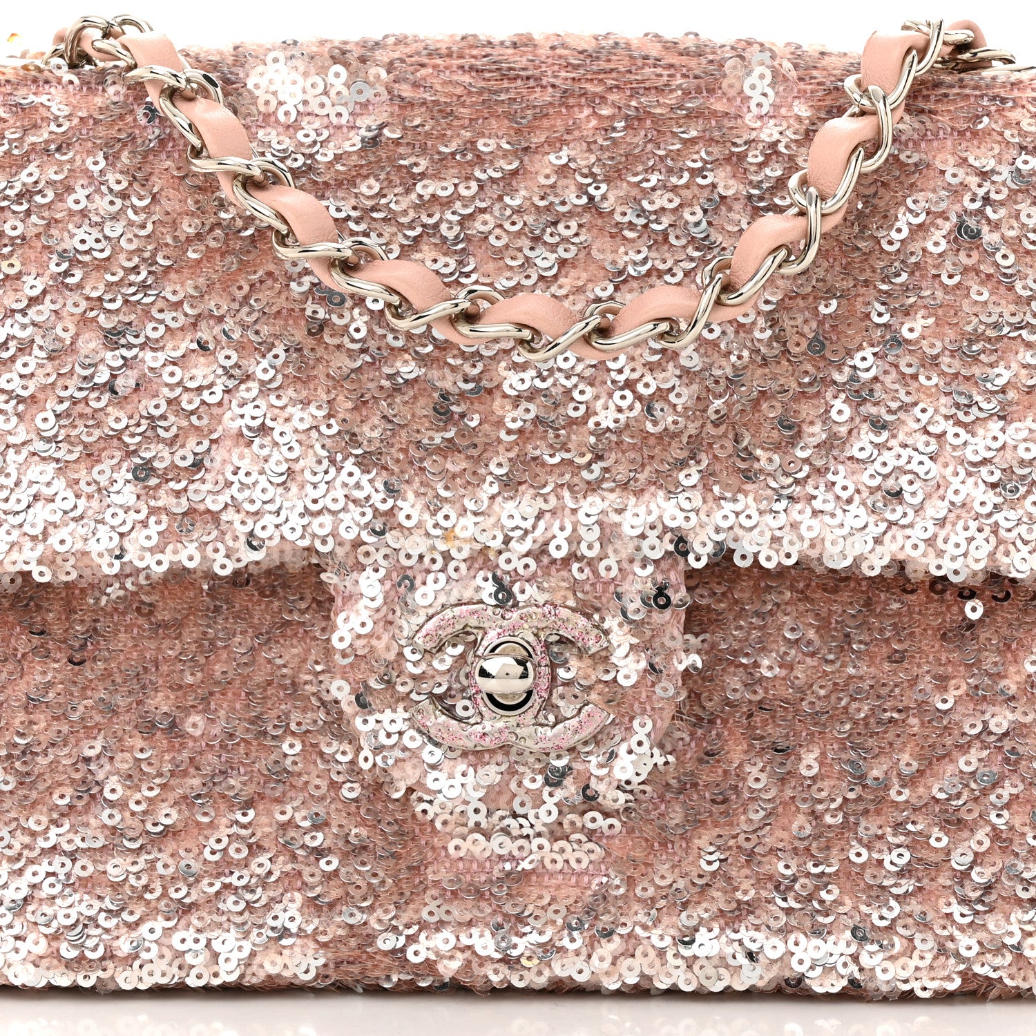 Chanel Sequin Mini Flap Light Pink Silver 8 of 11