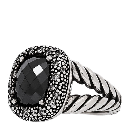 David Yurman Sterling Silver Diamond Hematite 14mm Midnight Melange Ring 49 4.75 3 of 5