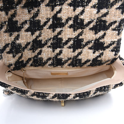 Chanel Tweed Quilted Medium 19 Flap Beige Black 4 of 10