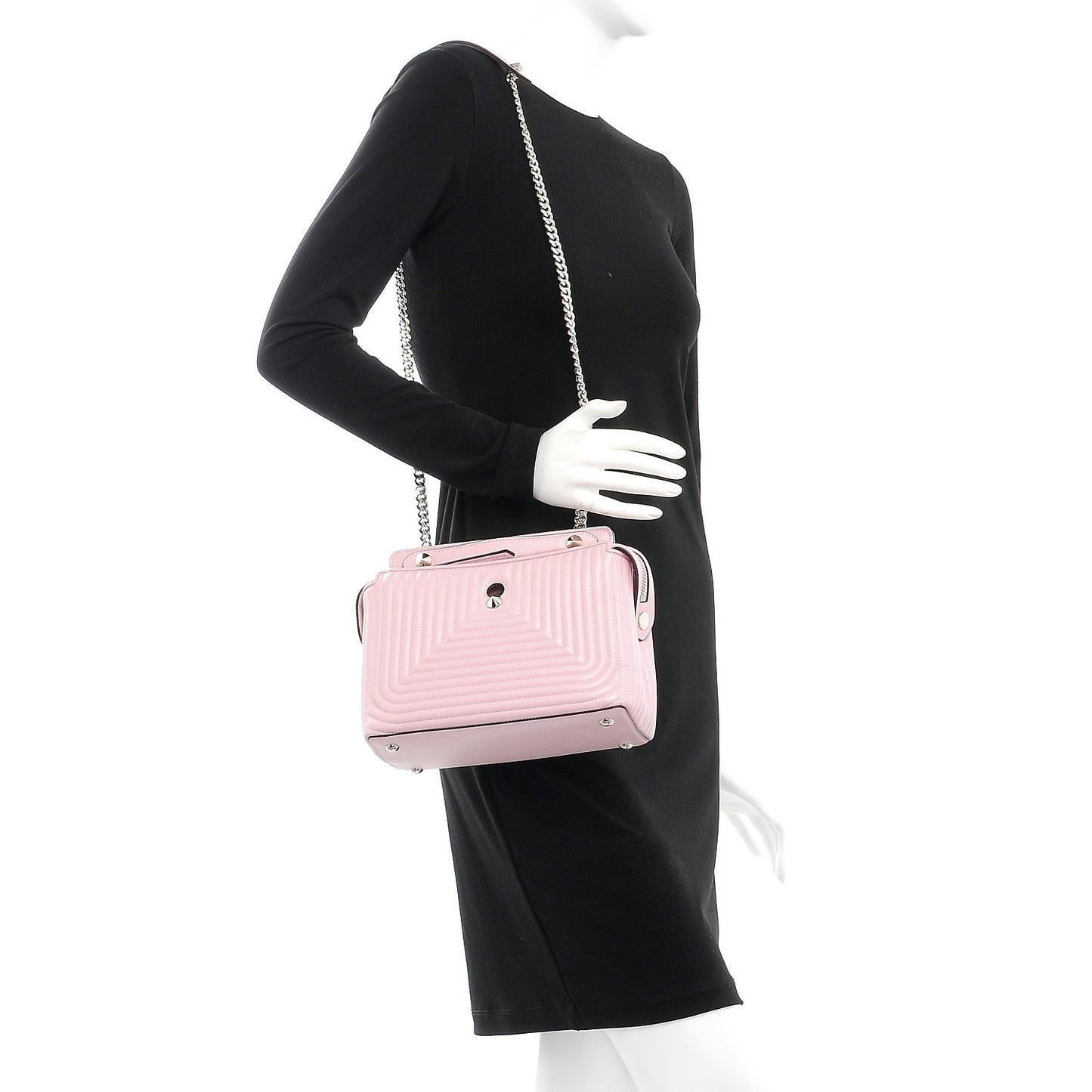 Shiny Nappa Trapuntata Small DotCom Click Chain Satchel Peonia