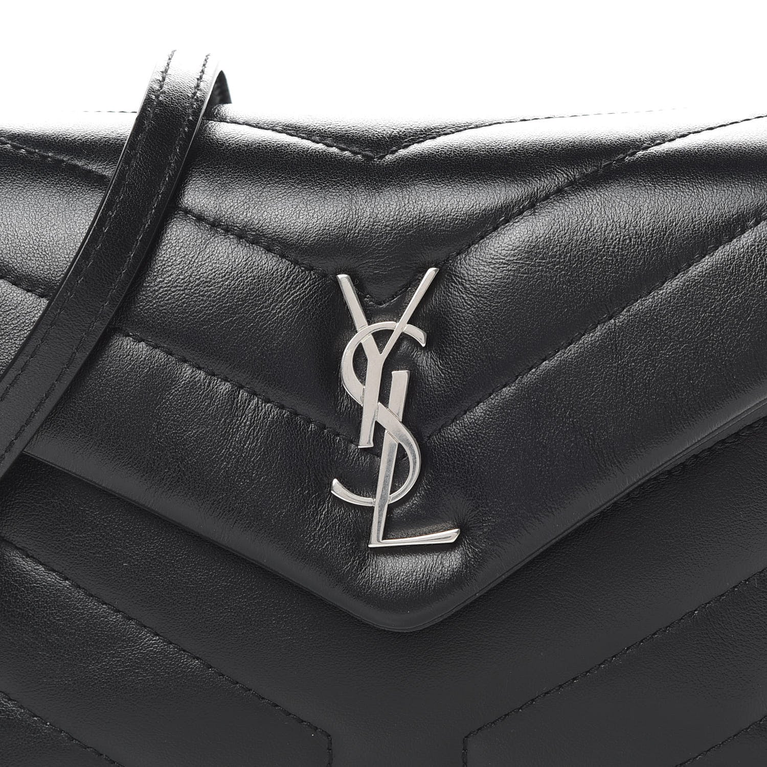 Saint Laurent Calfskin Y Quilted Monogram Toy Loulou Crossbody Bag Black 8 of 13