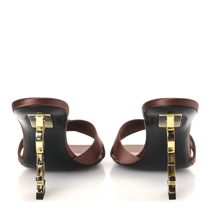 Saint Laurent Crepe Satin Crystal Opyum Mules Manioc 36 Manoic Brown 6 of 11