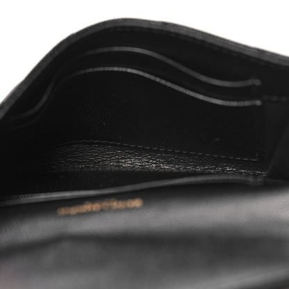 Saint Laurent Grain De Poudre Matelasse Chevron Small Monogram Envelope Wallet Black 5 of 8