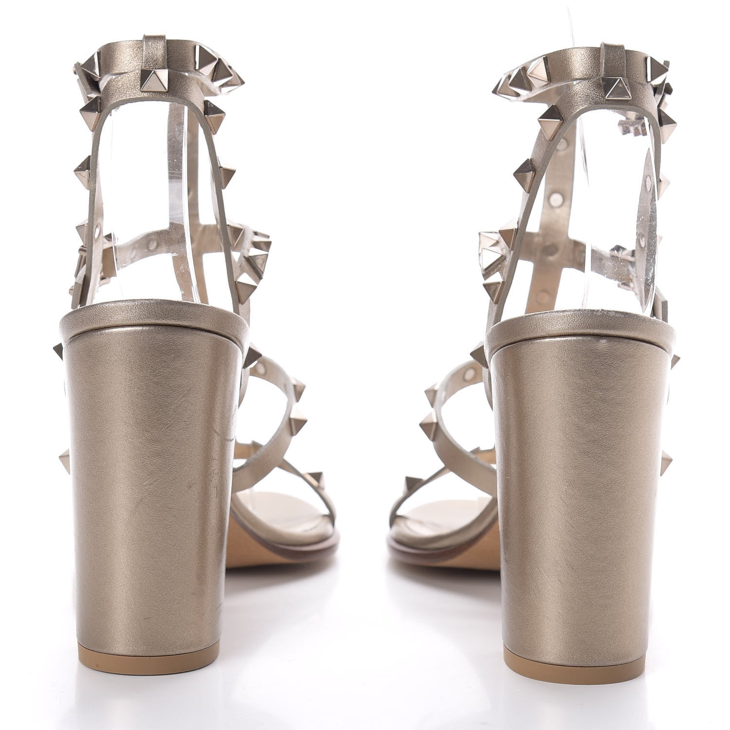 Valentino Garavani Metallic Calfskin Rockstud 90mm City Sandals 38.5 Skin 6 of 9