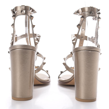 Valentino Garavani Metallic Calfskin Rockstud 90mm City Sandals 38.5 Skin 6 of 9