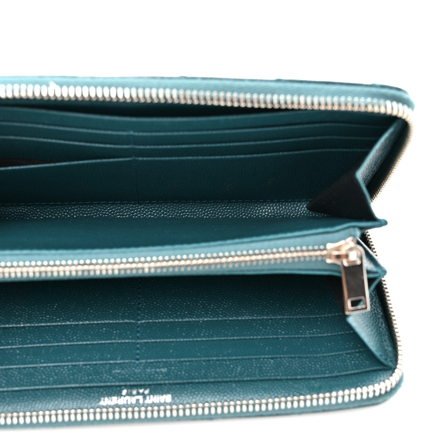 Grain De Poudre Matelasse Chevron Monogram Zip Around Wallet Sea Turquoise