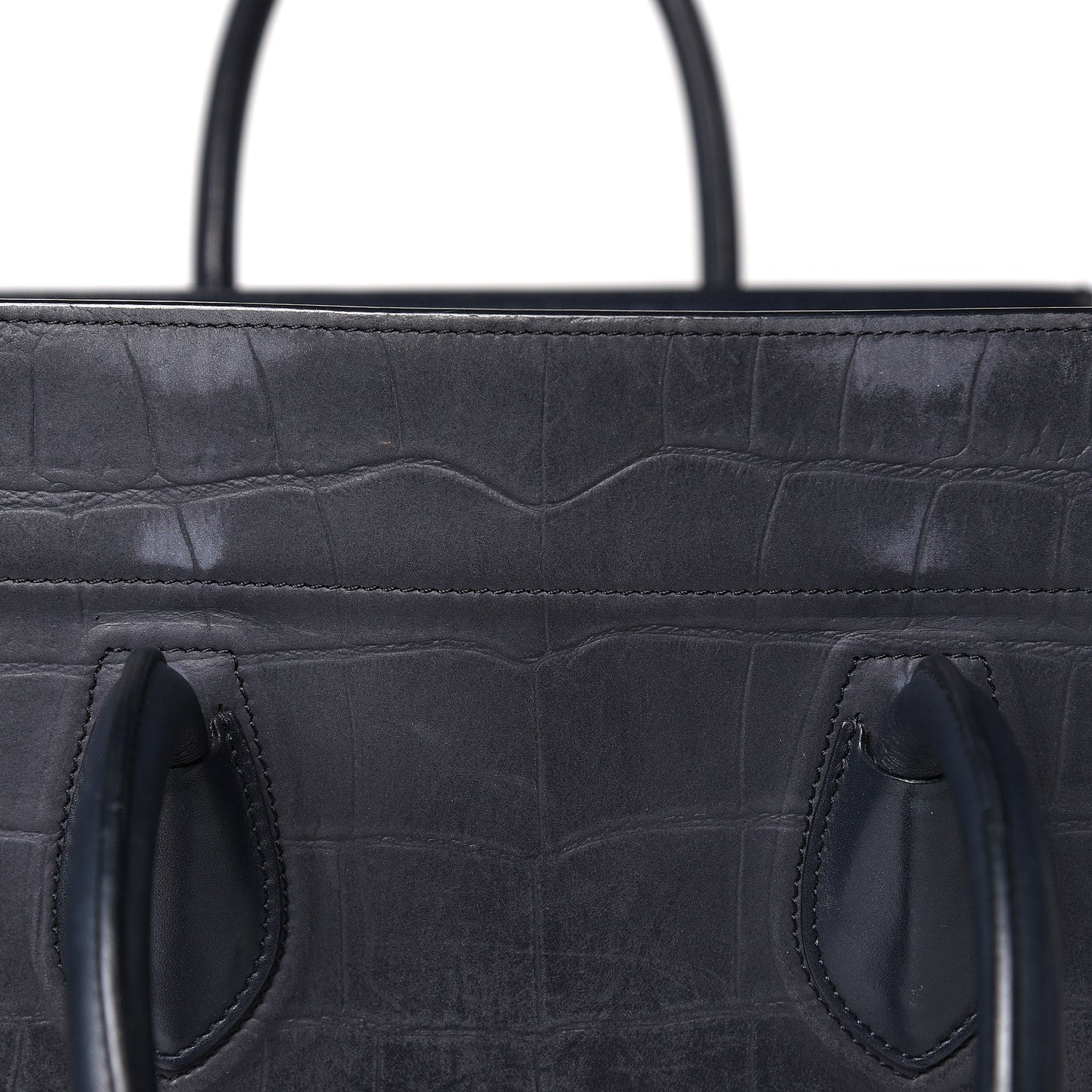 Celine Crocodile Embossed Nubuck Medium Phantom Luggage Navy Blue 17 of 18