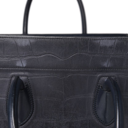 Celine Crocodile Embossed Nubuck Medium Phantom Luggage Navy Blue 17 of 18