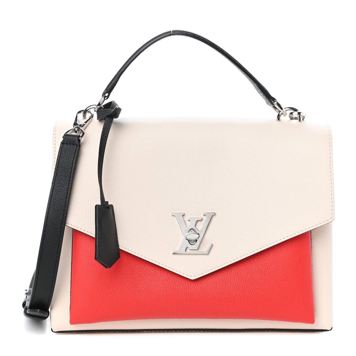Soft Calfskin My Lockme Top Handle Kabuki Red Quartz Black