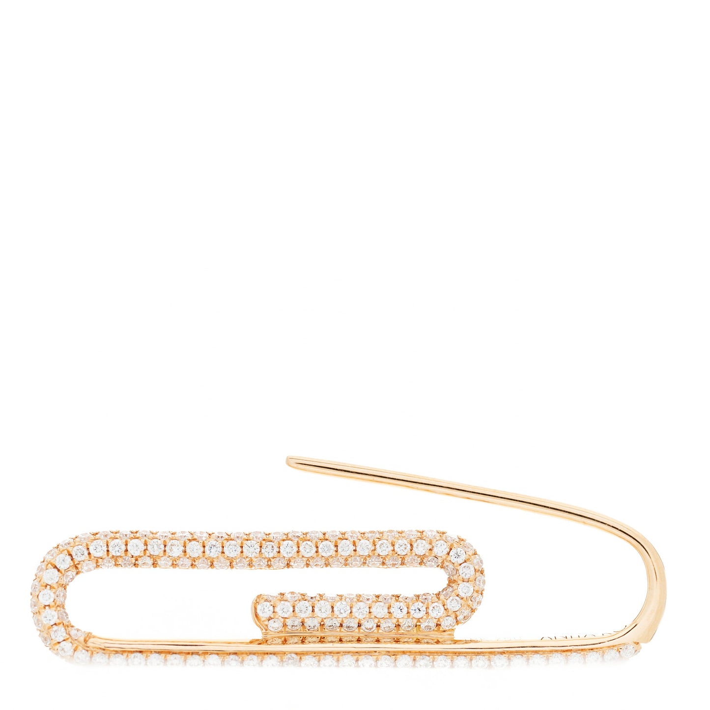 18K Rose Gold Diamond Paper Clip Earring