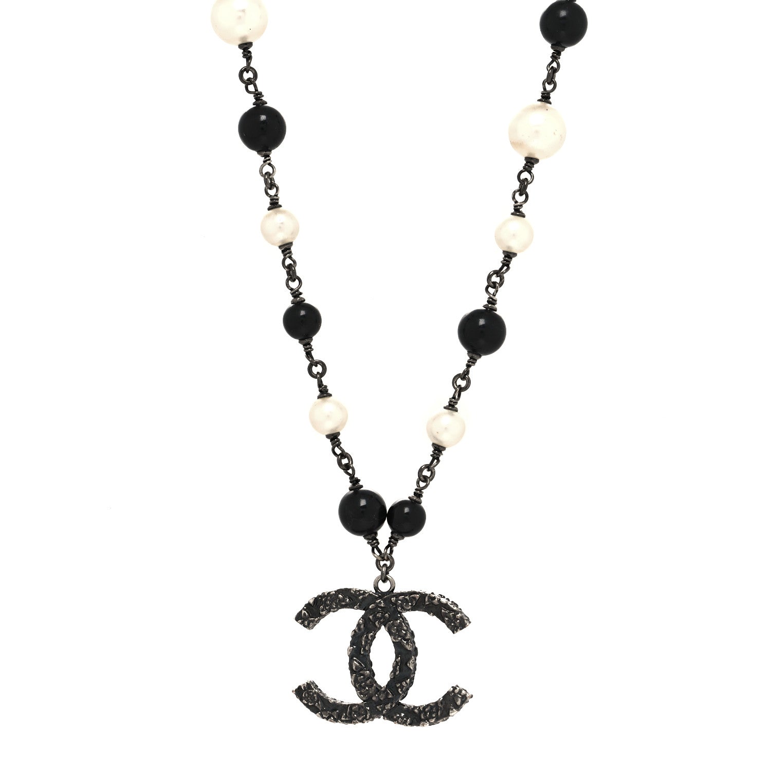 Chanel Ruthenium Beaded CC Short Necklace Black 1 of 5
