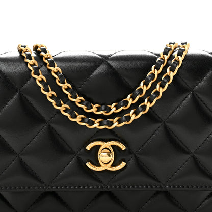 Chanel Lambskin Quilted Logo WOC Wallet On Chain Black 9 of 14