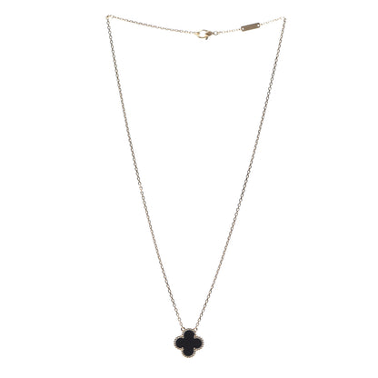 Van Cleef & Arpels 18K Yellow Gold Black Onyx Vintage Alhambra Pendant Necklace 3 of 6